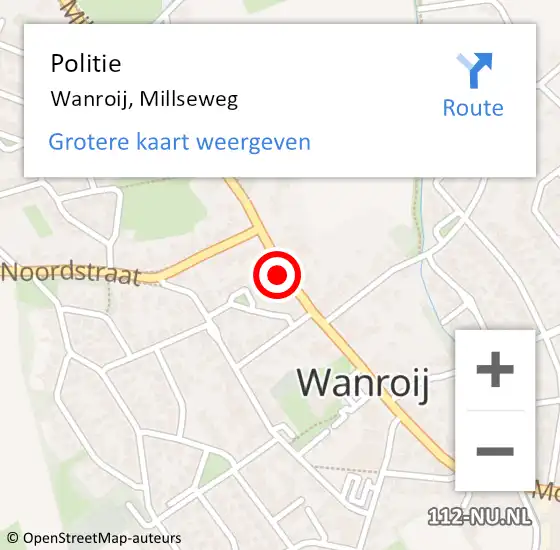 Locatie op kaart van de 112 melding: Politie Wanroij, Millseweg op 2 september 2022 13:18