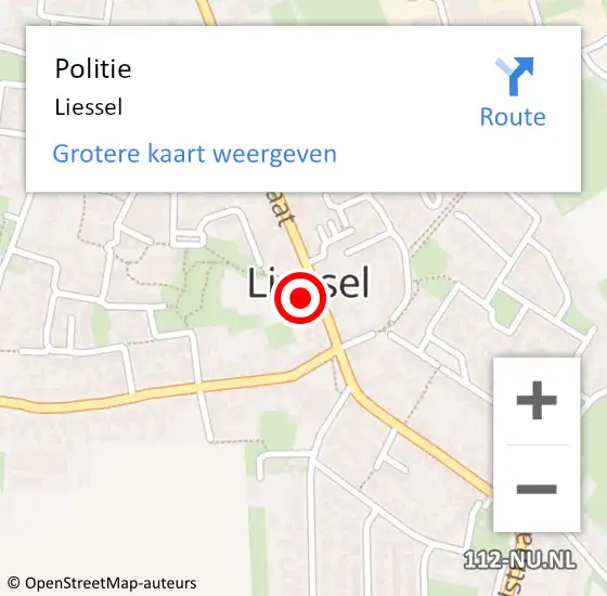 Locatie op kaart van de 112 melding: Politie Liessel op 2 september 2022 13:19