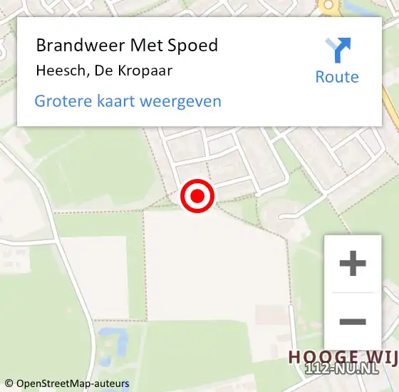 Locatie op kaart van de 112 melding: Brandweer Met Spoed Naar Heesch, De Kropaar op 2 september 2022 13:25