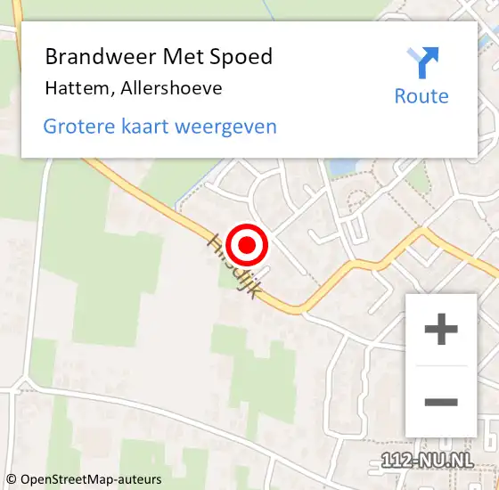 Locatie op kaart van de 112 melding: Brandweer Met Spoed Naar Hattem, Allershoeve op 2 september 2022 13:25