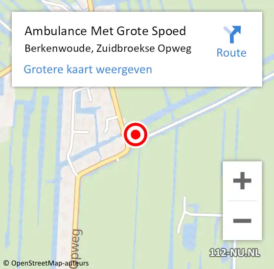Locatie op kaart van de 112 melding: Ambulance Met Grote Spoed Naar Berkenwoude, Zuidbroekse Opweg op 2 september 2022 13:32