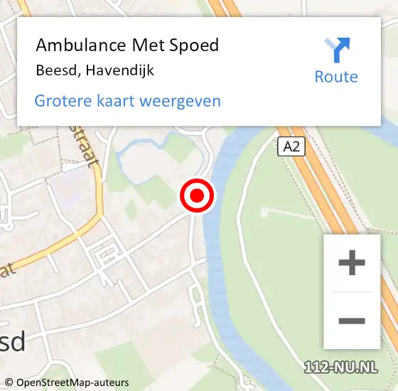 Locatie op kaart van de 112 melding: Ambulance Met Spoed Naar Beesd, Havendijk op 2 september 2022 13:51