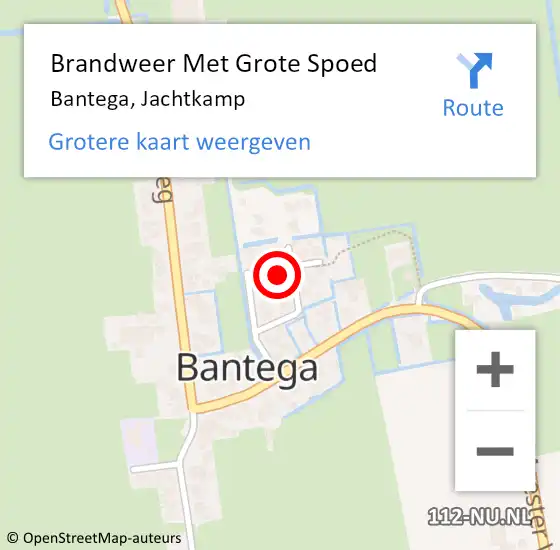 Locatie op kaart van de 112 melding: Brandweer Met Grote Spoed Naar Bantega, Jachtkamp op 2 september 2022 13:55