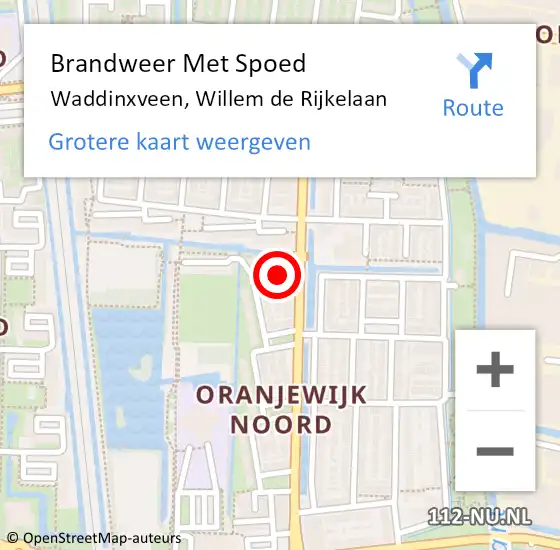 Locatie op kaart van de 112 melding: Brandweer Met Spoed Naar Waddinxveen, Willem de Rijkelaan op 2 september 2022 14:04