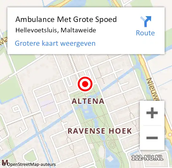 Locatie op kaart van de 112 melding: Ambulance Met Grote Spoed Naar Hellevoetsluis, Maltaweide op 2 september 2022 14:10
