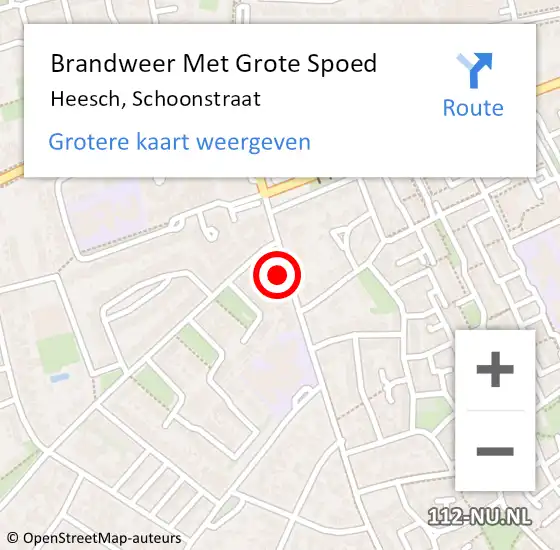 Locatie op kaart van de 112 melding: Brandweer Met Grote Spoed Naar Heesch, Schoonstraat op 2 september 2022 14:10