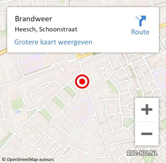 Locatie op kaart van de 112 melding: Brandweer Heesch, Schoonstraat op 2 september 2022 14:10