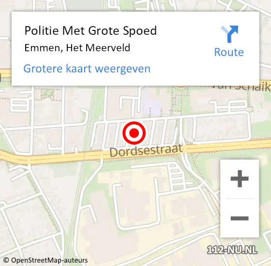 Locatie op kaart van de 112 melding: Politie Met Grote Spoed Naar Emmen, Het Meerveld op 2 september 2022 14:15