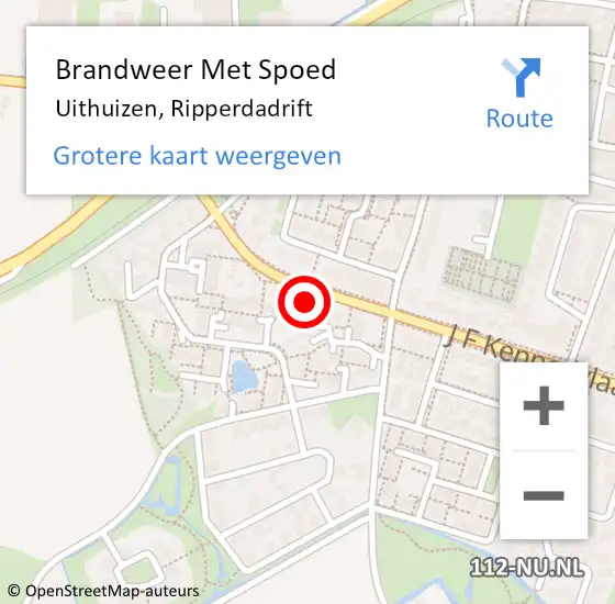 Locatie op kaart van de 112 melding: Brandweer Met Spoed Naar Uithuizen, Ripperdadrift op 2 september 2022 14:16