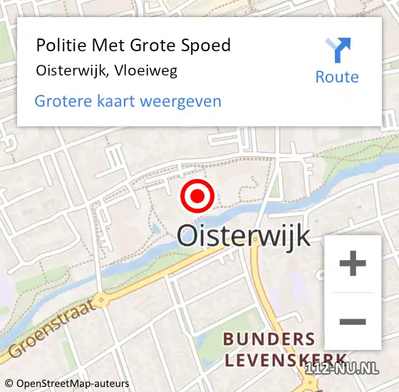 Locatie op kaart van de 112 melding: Politie Met Grote Spoed Naar Oisterwijk, Vloeiweg op 2 september 2022 14:44