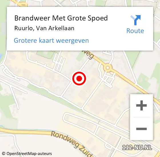 Locatie op kaart van de 112 melding: Brandweer Met Grote Spoed Naar Ruurlo, Van Arkellaan op 2 september 2022 14:49