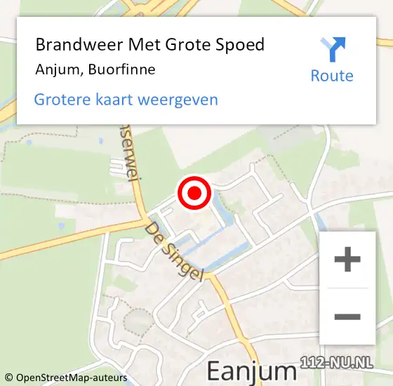 Locatie op kaart van de 112 melding: Brandweer Met Grote Spoed Naar Anjum, Buorfinne op 2 september 2022 14:51