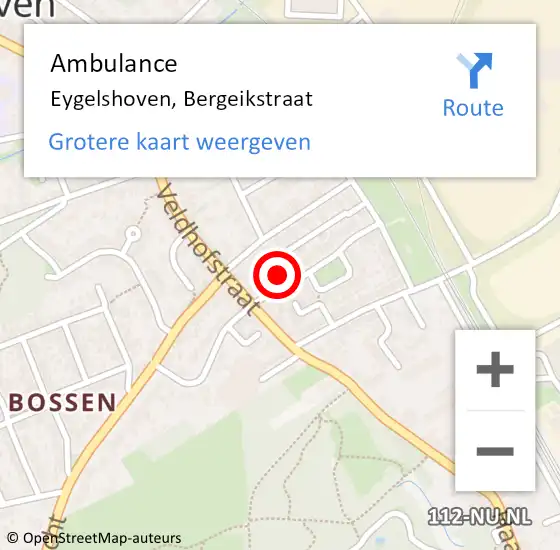 Locatie op kaart van de 112 melding: Ambulance Eygelshoven, Bergeikstraat op 28 juli 2014 11:43