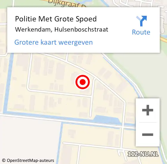 Locatie op kaart van de 112 melding: Politie Met Grote Spoed Naar Werkendam, Hulsenboschstraat op 2 september 2022 14:55