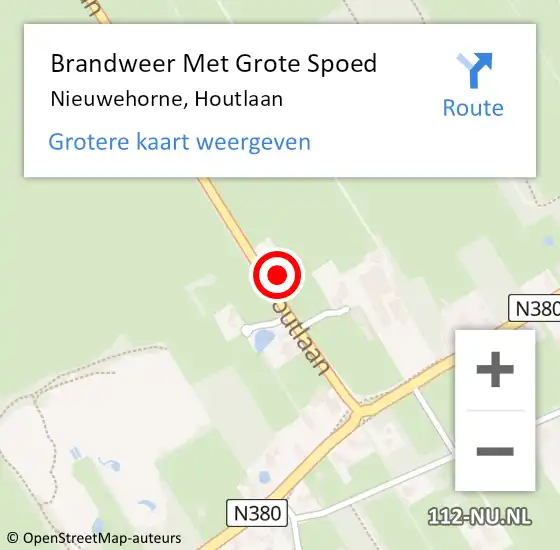 Locatie op kaart van de 112 melding: Brandweer Met Grote Spoed Naar Nieuwehorne, Houtlaan op 2 september 2022 14:57