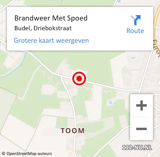 Locatie op kaart van de 112 melding: Brandweer Met Spoed Naar Budel, Driebokstraat op 2 september 2022 15:01