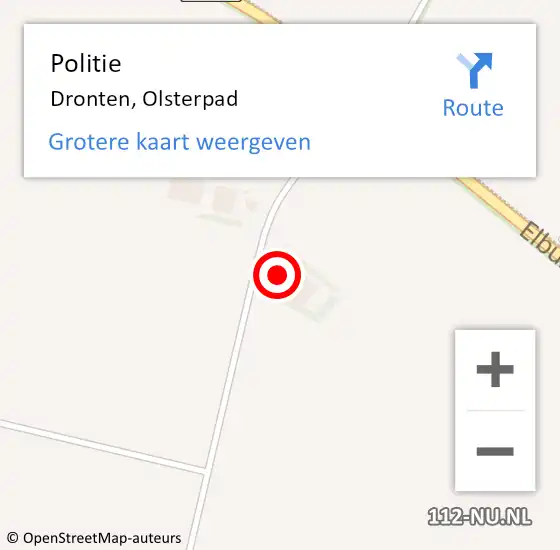 Locatie op kaart van de 112 melding: Politie Dronten, Olsterpad op 2 september 2022 15:17