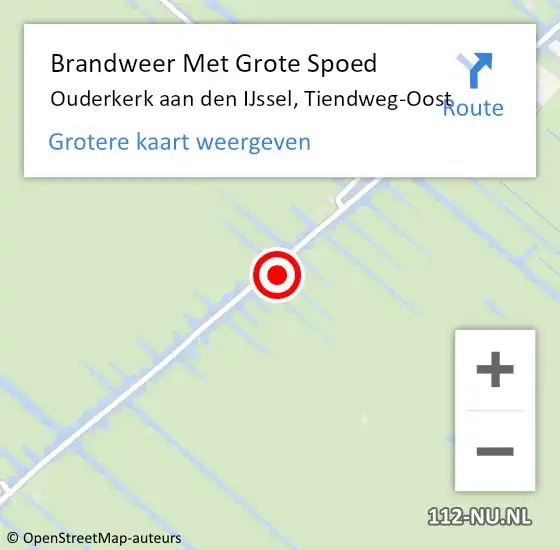 Locatie op kaart van de 112 melding: Brandweer Met Grote Spoed Naar Ouderkerk aan den IJssel, Tiendweg-Oost op 2 september 2022 15:18