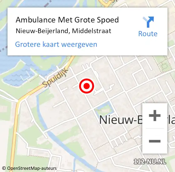 Locatie op kaart van de 112 melding: Ambulance Met Grote Spoed Naar Nieuw-Beijerland, Middelstraat op 2 september 2022 15:44