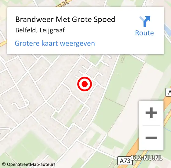 Locatie op kaart van de 112 melding: Brandweer Met Grote Spoed Naar Belfeld, Leijgraaf op 2 september 2022 16:00