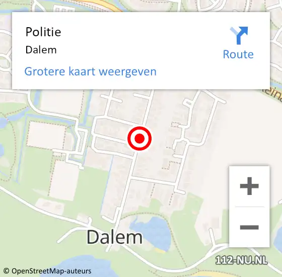 Locatie op kaart van de 112 melding: Politie Dalem op 2 september 2022 16:13