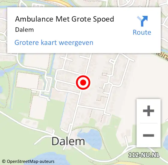 Locatie op kaart van de 112 melding: Ambulance Met Grote Spoed Naar Dalem op 2 september 2022 16:14