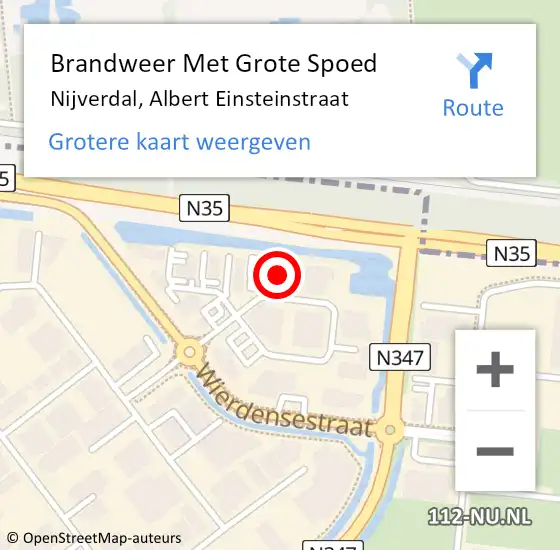 Locatie op kaart van de 112 melding: Brandweer Met Grote Spoed Naar Nijverdal, Albert Einsteinstraat op 2 september 2022 16:16