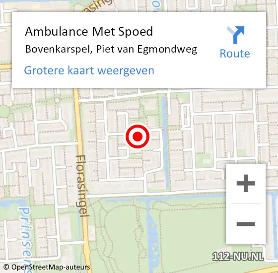 Locatie op kaart van de 112 melding: Ambulance Met Spoed Naar Bovenkarspel, Piet van Egmondweg op 2 september 2022 16:21