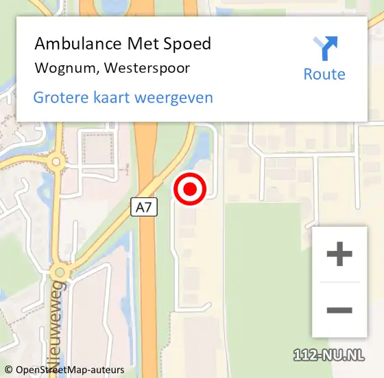 Locatie op kaart van de 112 melding: Ambulance Met Spoed Naar Wognum, Westerspoor op 28 juli 2014 11:50