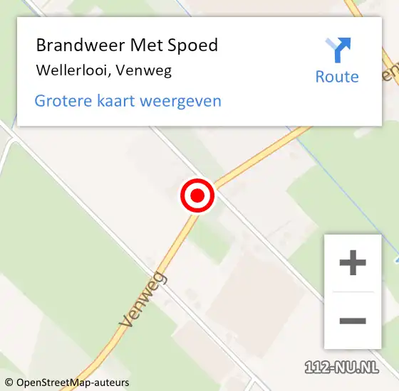 Locatie op kaart van de 112 melding: Brandweer Met Spoed Naar Wellerlooi, Venweg op 2 september 2022 16:40