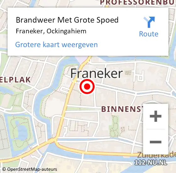 Locatie op kaart van de 112 melding: Brandweer Met Grote Spoed Naar Franeker, Ockingahiem op 2 september 2022 16:42