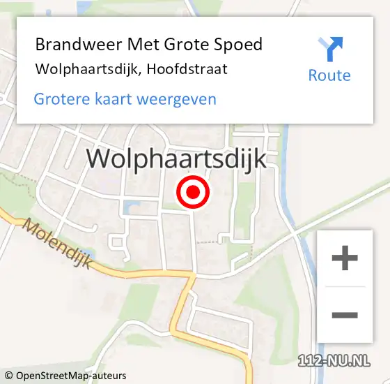 Locatie op kaart van de 112 melding: Brandweer Met Grote Spoed Naar Wolphaartsdijk, Hoofdstraat op 2 september 2022 17:27