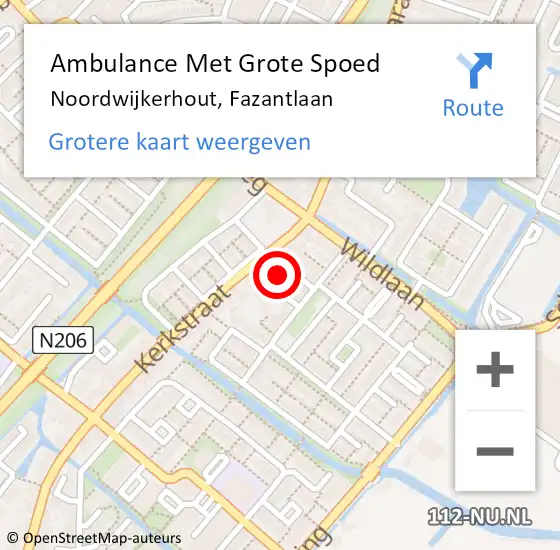 Locatie op kaart van de 112 melding: Ambulance Met Grote Spoed Naar Noordwijkerhout, Fazantlaan op 2 september 2022 17:28