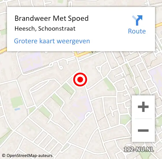 Locatie op kaart van de 112 melding: Brandweer Met Spoed Naar Heesch, Schoonstraat op 2 september 2022 17:49