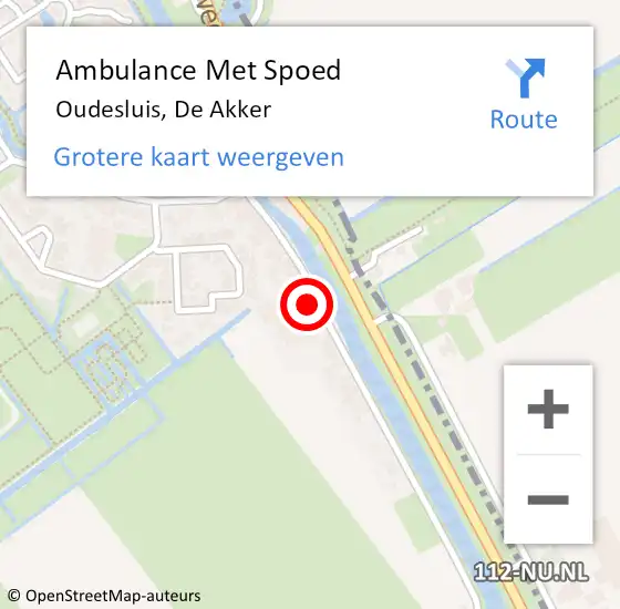 Locatie op kaart van de 112 melding: Ambulance Met Spoed Naar Oudesluis, De Akker op 2 september 2022 17:50