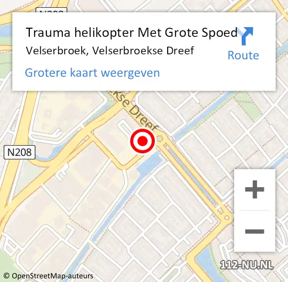 Locatie op kaart van de 112 melding: Trauma helikopter Met Grote Spoed Naar Velserbroek, Velserbroekse Dreef op 2 september 2022 17:53