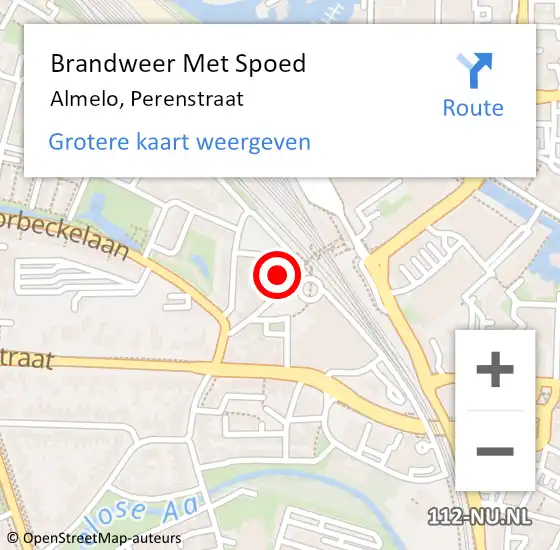 Locatie op kaart van de 112 melding: Brandweer Met Spoed Naar Almelo, Perenstraat op 2 september 2022 17:57