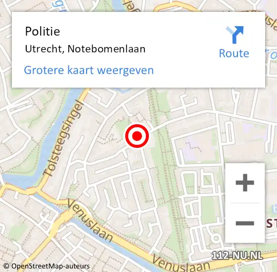 Locatie op kaart van de 112 melding: Politie Utrecht, Notebomenlaan op 2 september 2022 18:00