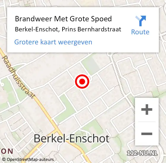 Locatie op kaart van de 112 melding: Brandweer Met Grote Spoed Naar Berkel-Enschot, Prins Bernhardstraat op 2 september 2022 18:02