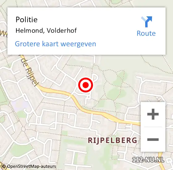 Locatie op kaart van de 112 melding: Politie Helmond, Volderhof op 2 september 2022 18:08