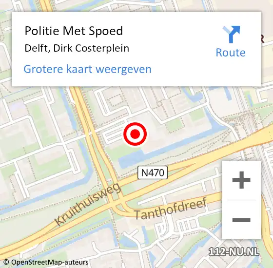 Locatie op kaart van de 112 melding: Politie Met Spoed Naar Delft, Dirk Costerplein op 2 september 2022 18:11