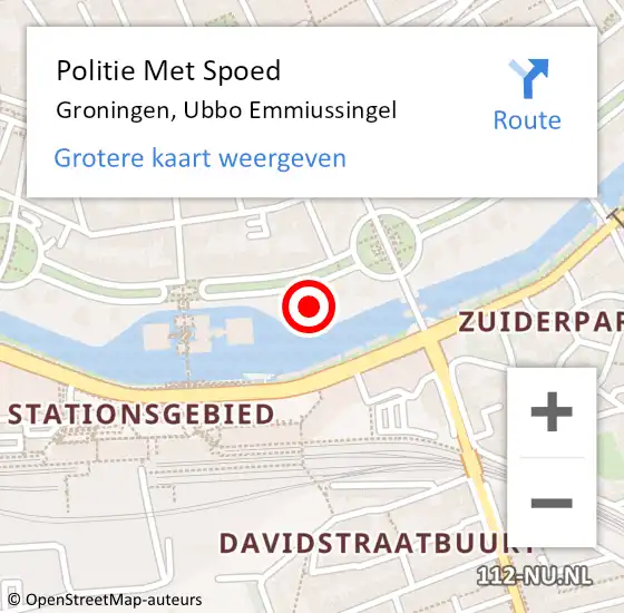 Locatie op kaart van de 112 melding: Politie Met Spoed Naar Groningen, Ubbo Emmiussingel op 2 september 2022 18:18