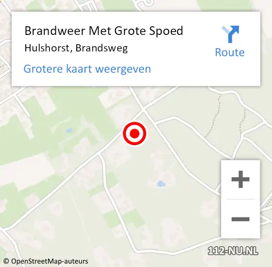 Locatie op kaart van de 112 melding: Brandweer Met Grote Spoed Naar Hulshorst, Brandsweg op 2 september 2022 18:34