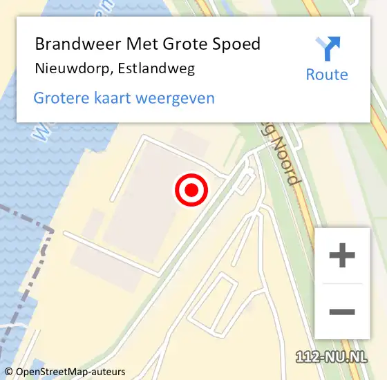 Locatie op kaart van de 112 melding: Brandweer Met Grote Spoed Naar Nieuwdorp, Estlandweg op 2 september 2022 19:07