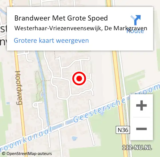 Locatie op kaart van de 112 melding: Brandweer Met Grote Spoed Naar Westerhaar-Vriezenveensewijk, De Markgraven op 2 september 2022 19:13