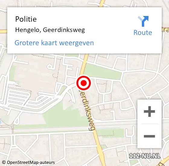 Locatie op kaart van de 112 melding: Politie Hengelo, Geerdinksweg op 2 september 2022 19:18