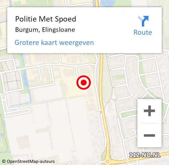 Locatie op kaart van de 112 melding: Politie Met Spoed Naar Burgum, Elingsloane op 2 september 2022 19:19