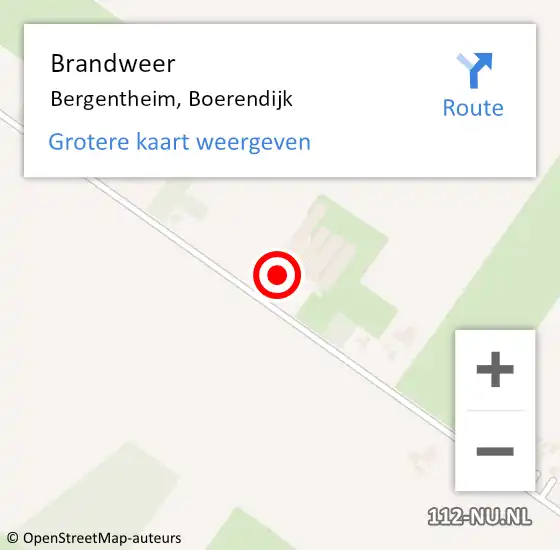 Locatie op kaart van de 112 melding: Brandweer Bergentheim, Boerendijk op 2 september 2022 19:28