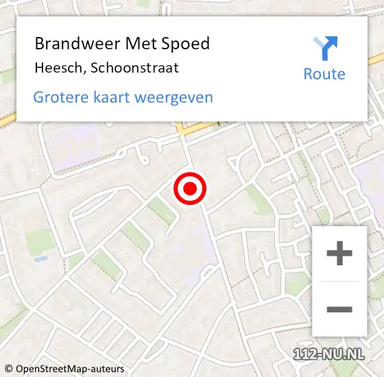 Locatie op kaart van de 112 melding: Brandweer Met Spoed Naar Heesch, Schoonstraat op 2 september 2022 19:31