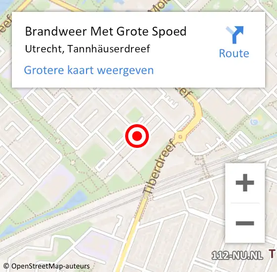 Locatie op kaart van de 112 melding: Brandweer Met Grote Spoed Naar Utrecht, Tannhäuserdreef op 2 september 2022 19:37